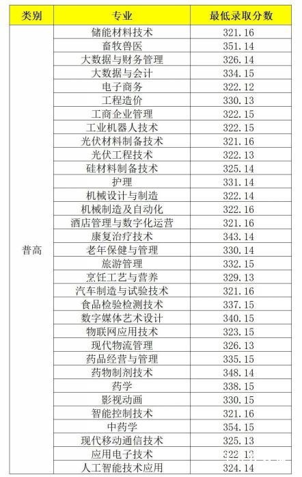 乐山职业技术学院2024年单招分数线